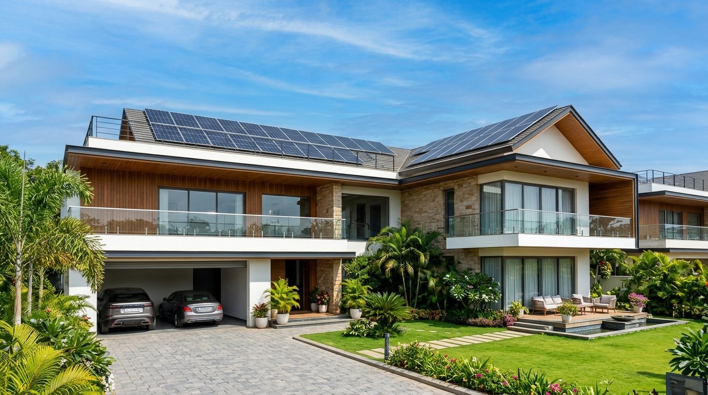 Residential solar rooftop home by Mendhe Brothers Enterprises